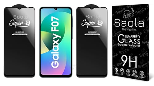 Image of Saola HD Clear Tempered Glass for Samsung Galaxy F07 | High Strength 9H Protection, Smooth Touch, Full Coverage Screen Guard, 2-Step Installation Kit | Quick & Easy Application (Pack of 2)