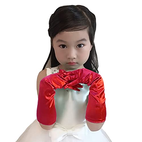 Kids Satin Opera Gloves Long Shiny Dress Up Gloves Stretchy Flapper Elbow Gloves for Girl Princess 4-9year3