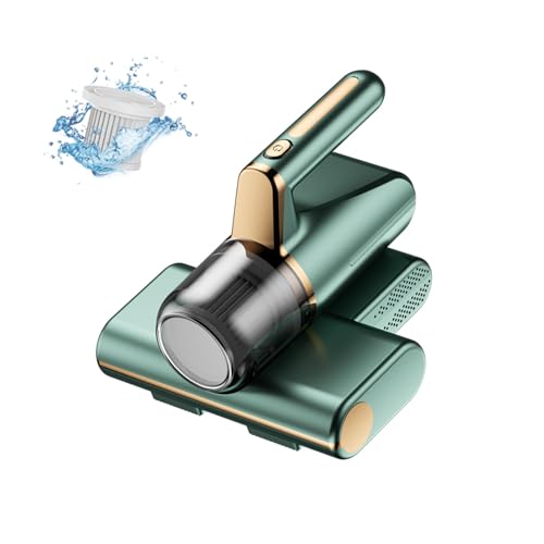 Wizvox Aspirateur Anti-Acariens, éLimine 99,9% des BactéRies, AllergèNes, Acariens Aspirateur Textile avec LumièRe UV Et Vibration Aspirateur pour Matelas pour Le Nettoyage,Green
