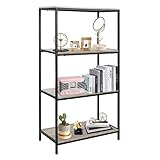 ECOMEX 4 Tier Bookshelf, Tall Bookcase with Metal Frame for Stroge,Industrial Bookshelf and Bookcases for Bedroom,Livingroom,Office Grey