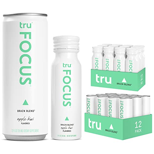 Tru Focus Sparkling Cans And Wellness Shots Bundle (12 Pack) - Caffeinated Energy Drinks With Nootropics & Yerba Mate - Apple Kiwi Flavored Drinks For Focus & Energy - Gluten-Free, Non-Gmo, Vegan #TOP14