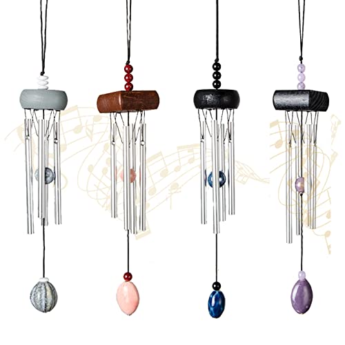 Wind Chime Sample Pack by Ben Burnes 3 i-lan 4 Pack Small Silver Wind Chime with Ceramic Blank Drops, Metal Garden Wind Chimes with Different Len Bell Tubes, Soothing Harmony Sound Mini Outdoor Windcatcher Porches Décor