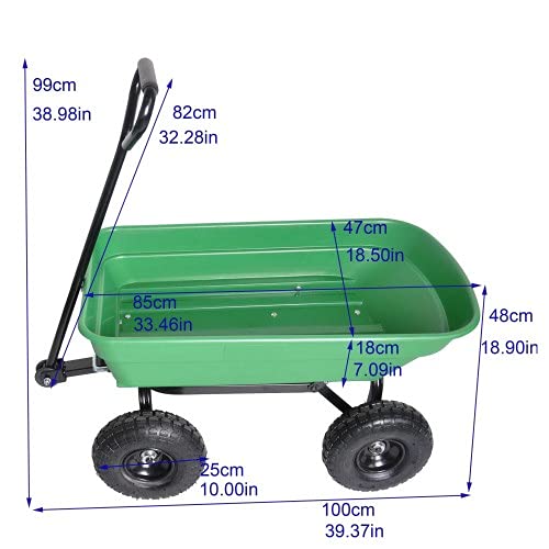Garden Cart Dump Truck With Air Wheel For Gardens, Farms, Etc (Green) #TOP3