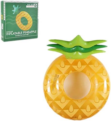 WISHTIME Giant Inflatable Pineapple Pool Float 43 Inches Swim Ring for Summer Party Beach Lounge Lilos