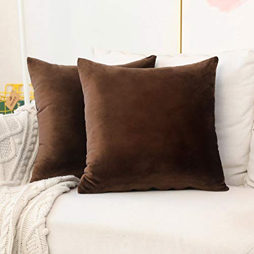 Home Brilliant Pillow Covers for Floor Decorative Euro Sham Covers Large Throw Pillows for Bed Parties, 26 x 26 Inch(66cm), Set of 2, Brown