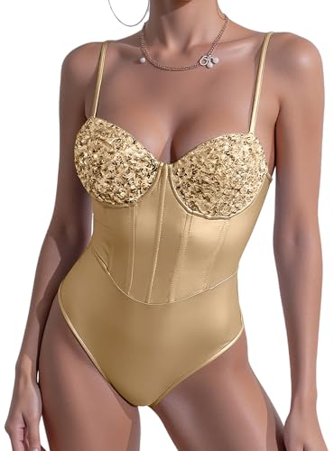Bodysuit brillant sans manches pour rayonner en soirée festive