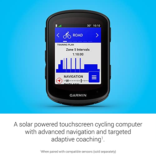 Garmin Computador de ciclismo Edge 840 Solar, GPS com carregamento solar, tela sensível ao toque e b