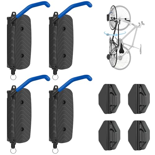 Wdmiya Soporte Bicicletas Pared Giratorio Portabilidad de Hasta 30 KG, Colgador Bicicleta Pared Vertical Seguridad, Gancho Pared MTB, Soporte Bici para Casa y Garaje (4Pack)