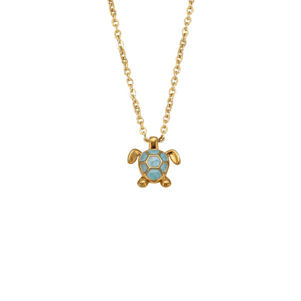 Stingray Pendant Necklace Opal Manta Ray Snake Necklaces Stainless Steel Stingray Herringbone Chain Necklace for Women Men Summer Beach Mobula Jewelry Blue Turt