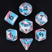 7-Die Silicone DND Dice, Polyhedral Dice D&D Dice Set, Round Edges Soft Perfect Bouncer for D&D RPG Bar Pub Club Classroom Party Games
