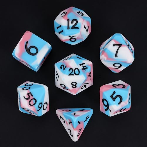 IUSTIDIE 7-Die Silicone DND Dice, Polyhedral Soft D&D Dice Set