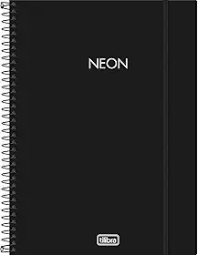 Tilibra - Neon Caderno Universitário com Espiral e Capa Plástica, Preto, 160 Folhas
