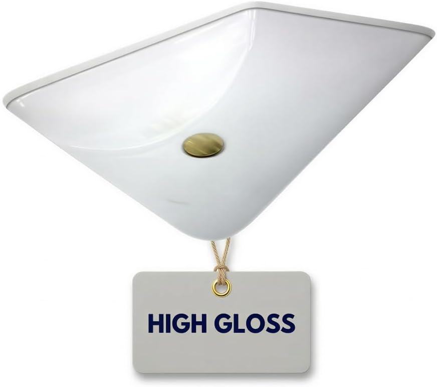 Nantucket Sinks UM-18x12-W White Undermount Bathroom Sink – 18"x12" Interior Rectangular Bowl, Bath Sink for Vanity, High Gloss White Vitreous China, Scratch & Stain Resistant – Great Point