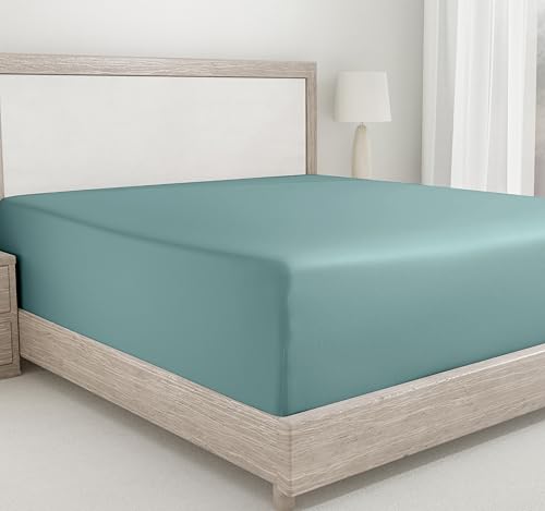 California Design Den Twin Fitted Sheet, Soft 400 Thread Count 100% Cotton, No Pop-Off Elastic, Deep Pocket, Durable Sateen Weave Bottom Sheet for Adults (Twin, Teal)