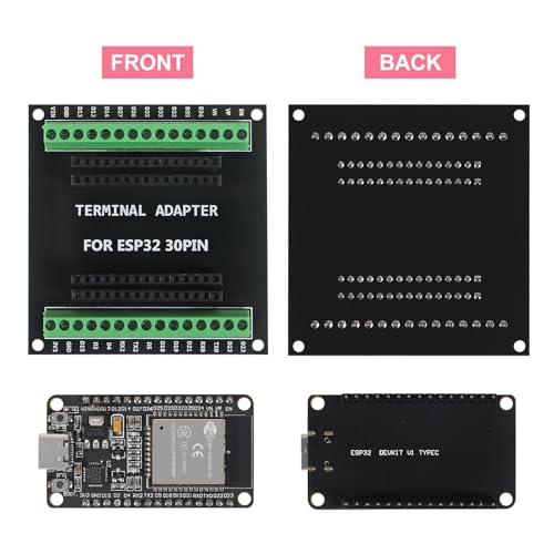2Set ESP32 Development Board 30Pin Type-C CP2102 WiFi+Bluetooth Dual Core NodeMCU-32S Lua with ESP-WROOM-32 Expansion Board ESP-32S Breakout Terminal Adapter Board