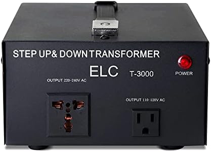ELC T Series 3000+ Watt Voltage Converter Transformer - Step Up/Down - 110v to 220v / 220v to 110v Power Converter - Circuit Breaker Protection, CE Certified [3-Years Warranty]