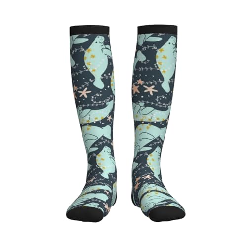 Manatee Starfish Compression Socks For Women Men Knee High Running Socks For Running - Main Image