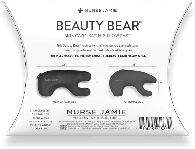 Nurse Jamie Beauty Bear Replacement Pillowcase – Mesh, Silky Black Cover, Minimize Sleep Lines, Gentle on Skin (22" x 11")