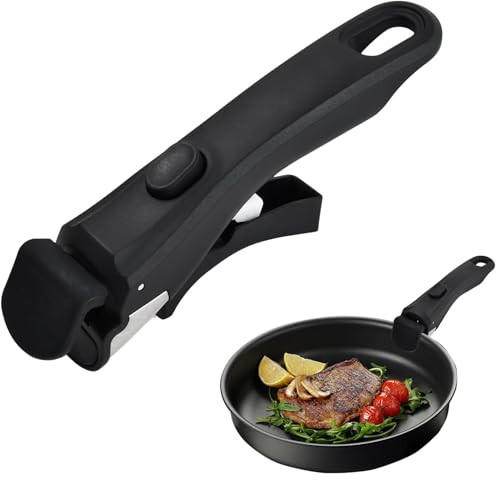 Image of Detachable Pot Handle for Cookware, Universal Removable Pan Grip, Heat Resistance Non-Slip Locking Handle with Oil Brush and Spatula Set for Home Uses(Black)