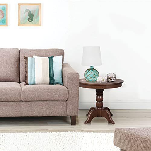 Elegant Designs LT1050-AQU Buoy Rope Nautical Netted Coastal Ocean Sea Glass Table Lamp with White Fabric Shade, Aqua - Image 2