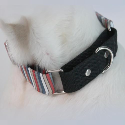 Image of Dog-O-Bow Black Multi-Stripe Martingale Dog Collar, Durable, Comfortable & Adjustable Training Collar (Extra Large)
