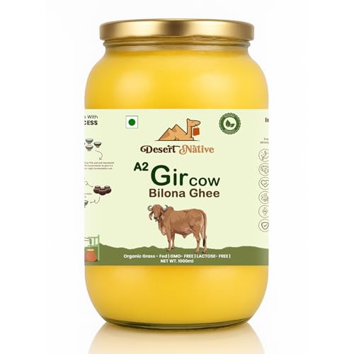 Image of Desert Native A2 Gir Cow Vedic Bilona Cultured Ghee, 1000ml | Pure & Traditional, Glass Bottle