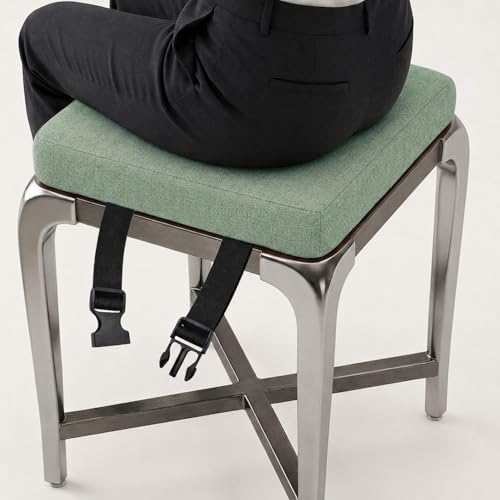 Genérico Cojines para Sillas Cuadrados con Lazos, Cojín Asiento de Lino Transpirable, Espuma de Alta Densidad, Desenfundable Antideslizante Interior Exterior(Agate Green,55x55x8cm)