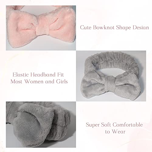 Heway Spa Headbands With Wrist Bands, Makeup Headband Bow Hair Ties Fashion Microfiber Skin Care Wide Headbands For Women Girls, Elastic Headbands For Face Wash Skin Care #TOP4
