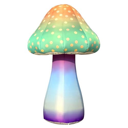 OZIS Giant Inflatable Mushroom 6Ft with Built-in LED Light & Blower Portable Inflatable Mushroom for Outdoor Christmas Decoration Garden Party, Easy to Set-up