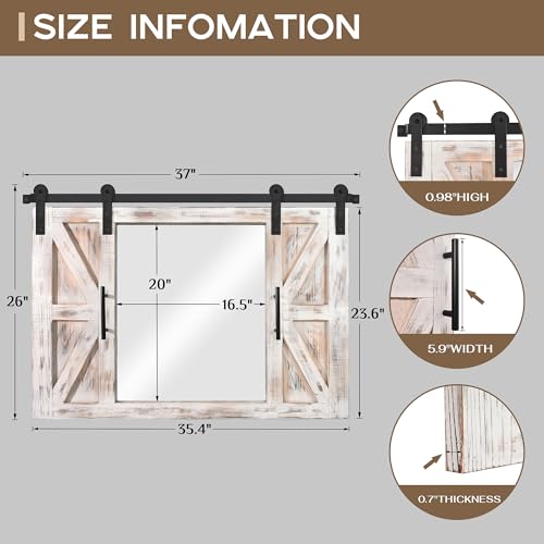 COGOOD-Farmhouse-Barn-Door-Mirror-37-x-26-Rustic-Wood-Framed-Mirror-Wall-Decor-for-Dining-Room-Bathroom-Living-Room-Bedroom-Decorative-Rustic-White COGOOD Farmhouse Barn Door Mirror 37 x 26 Rustic Wood Framed Mirror Wall Decor for Dining Room Bathroom Living Room Bedroom Decorative Rustic White