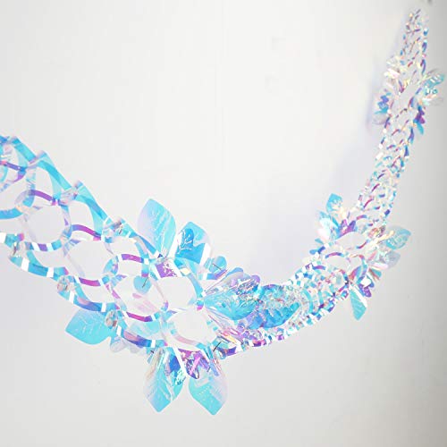 Image of 14ft Slender Iridescent Hanging Decorations Garland, Shiny Foil Metallic Banner for Christmas, Bridal Shower, Wedding, Birthday, Frozen Theme Party, Fairy Princess Rainbow Show Decoration