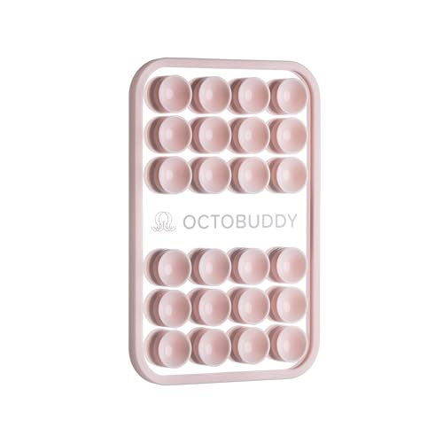 OCTOBUDDY Mirror - OG Suction Cup Phone Mount - Silicone Suction Grip Mobile Holder with Built-in Mirror - Hands-Free Selfies and Videos - Content Creator Accesory - 2.6 x 3.9 Chalk Pink