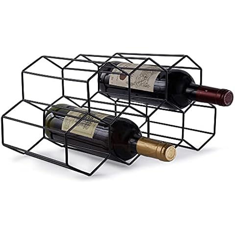 FOMANSH Countertop Wine Rack - 7 Bottle Holder for Wine Storage, Freestanding Wine Rack for Wine Cellar Bar Cabinet, Metal Tabletop Wine Holder with Modern Design,Stand Wine Rack for Kitchen Cover