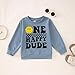 SOFEON First Birthday Sweatshirt Baby Boy One Happy Dude Pullover 1st Birthday Outfit One Year Old Long Sleeve Shirt Fall Top(Light Blue,1T(80))