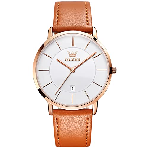 Image of OLEVS Womens Watch Minimalist Simple Slim Thin Original Analog Quartz Dress Wrist Watches Stainless Steel Mesh or Leather Strap Waterproof Watches for Ladies