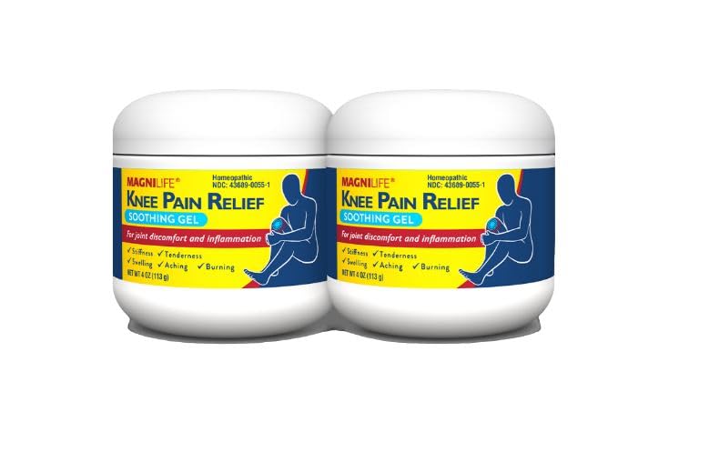 Image of MagniLife Knee Pain Relief Gel (4 oz, 2 Pack), Arnica-Based Gel for Joint Pain, Knee Stiffness & Swelling, Non-Greasy, No Staining, Massage-in Formula for Daily Knee Support & Comfort