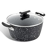 Scoville Xtra 24cm Stock Pot with Lid, Deep Non-Stick Cooking Pot, NEVERSTICK Coated, 3.5L, Cool-Touch Handles, Suitable for All Hobs, PFOA Free, Dishwasher Safe, Aluminium, Black [Amazon Exclusive]