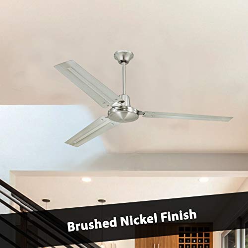 Ciata 2 Pack Garage Ceiling Fan, 56 Inch Three Blade Indoor Ceiling Fan, with Brushed Nickel Steel Blades in Brushed Nickel by Ciata - Image 8