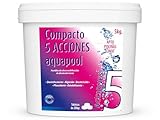 Compacto 5 ACCIONES AQUAPOOL (5 KG) - Pastillas de Cloro multifunción - Disolución Lenta - Apto Piscinas Liner