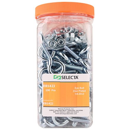 Steel 1-1/4-20 x 2 Eye Bolts with Hex Nuts, 100