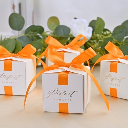 Image of Double Face Autumn Orange Satin Ribbon 1 /2 inch X 50 Yards Polyester Autumn Orange Ribbon for Gift Wrapping Very Suitable for Weddings Party Invitation Decorations and More