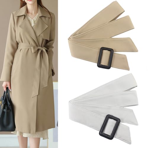PHEZEN Women's Belt Wide Trench with Buckle Coat Replacement Belt Robe Belt for Trench Coat Overcoat Jacket Decoration Type 84