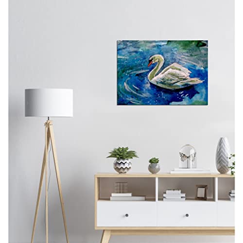 Art mural cygne encadré 50 x 70 cm habille un mur vide avec élégance