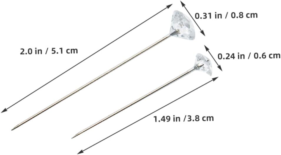 300pcs Rhinestone Head Straight Pins for Sewing and Crafting, Jewelry Needle Set with Small and Medium Sizes, Floral Corsage Pins for Dressmaking and Wedding Decorations