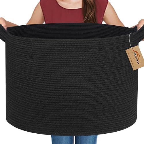 Large Black Blanket Basket, 22" X 22" X 14...