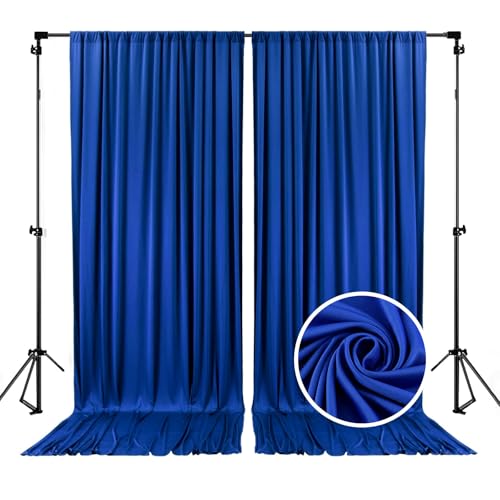Image of 10 x 7 Feet Blue Backdrop Curtain for Partie, Background Curtains for Photoshoot, Birthday, Wedding, Halloween, Thanksgiving, Christmas, New Year Party Decorations 5Ft x 7Ft, 2 Panels