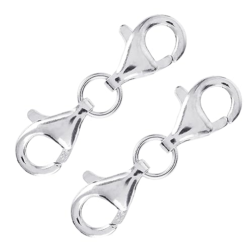 TIESOME - Juego de 2 cierres de langosta de doble apertura de plata de ley 925, extensión de collar de doble apertura, extensor de pulsera, conector de doble garra para pulseras de joyería