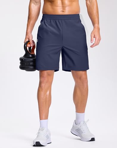 Image of GGJ Men's Lightweight Athletic Shorts with 2 Zipper Pockets 7 inch /9 inch /5 inch Gym Workout Running Quick Dry Tennis Shorts for Men