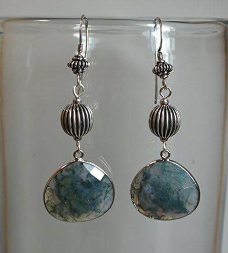 Moss Agate & Sterling Silver Earrings
