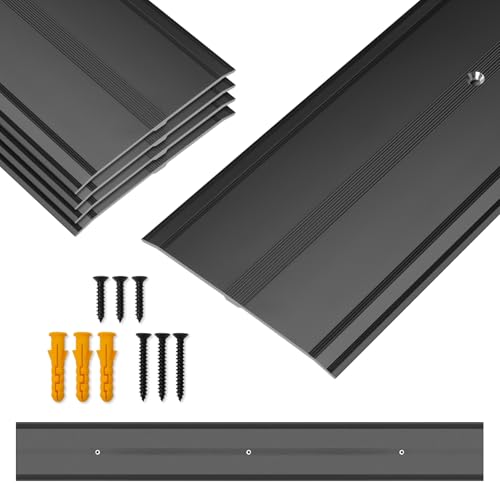 Orechic Tira de transición de aluminio de 36 pulgadas de largo x 4 pulgadas de ancho, umbral de puerta de metal, perfil plano de 0.12 pulgadas de alto para alfombra, vinilo, madera, azulejos, hormigón